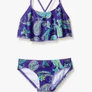 Kanu Surf Girls' Alania Flounce Bikini Beach Sport 2 Piece Swimsuit Size 12 4689