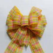 Bertie Plaid Yellow, Fuchsia, Lime, Spring Bow