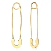 Safety Pin Earrings, 2 Pcs Paper Clip Earring with Loop Buckle, Gold Tone