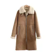Exquisite Women Jacket Lamb Fur Coat Winter Deerskin Long Coat Warm Cotton Padded Coat Winter Hardy L
