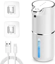 Automatic Foaming Soap Dispenser 15oz/420ml Foaming Hand Sanitizer Touchless Wall Mount with 4levels Adjustable Free Touch Electric Soap Dispenser Rechargeable with Sensor (Gel-White)