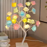 24 LED Fairy Flower Tree Table Lamps Maple Leaf Lamp Rose Night Light USB Operat