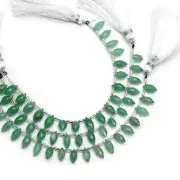 Green Strawberry Quartz Gemstone ~ Marquise Faceted Briolette Beads | 6" Strand