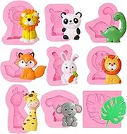 Animal Fondant Molds, Lion Rabbit Chocolate Molds, Giraffe Elephant Dinosaur Silicone Molds, Turtle Leaf Cake Decorating Molds for Cupcakes, Candy, Cookies, Soap, Candles, Epoxy, Clay Molds