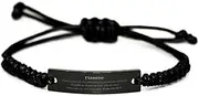 [Generic] Black Rope Bracelet Fiancee Psalm 145:18-19 Engraved Hope for Graduation Gifts, Small, Silver Plated Zinc, Cubic Zirconia