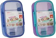 Décor Go Bento Lunch Box | Movable Dividers to Customise Your Lunch | Airtight Seal | 2L Capacity - Assorted Colours