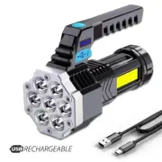 High Power Rechargeable Led Flashlights 7LED Camping Torch With Cob Side Light