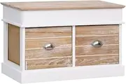 Hall Bench 70x35x45 cm Paulownia Wood with 2 Drawers & Compartments | Entryway Shoe Storage Organizer Cabinet for Hallway, Bedroom, Living Room | Front Door Rack Table
