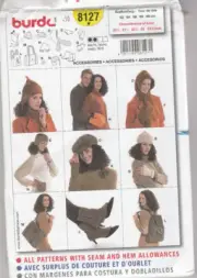 Burda A 8127 Accessories Hats Mittens Purses Overshoes Backpack Pattern