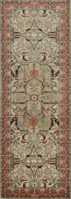 Handmade Beige Floral Vegetable Dye Runner Rug 3x10 Traditional Wool Carpet