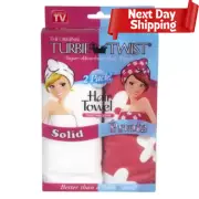 Turbie Twist Original Microfiber Hair Towel White Pack of 2