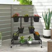 Costway Vertical Raised Garden Bed with 7 Planter Boxes Storage Baskets-Black