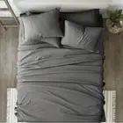 5PC Split Sheet set 1000TC Cotton Split King 2x Long single Fitted Grey Solid