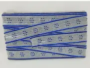 Bolt of 10 Yds VTG Silver & Metallic Blue Sequin Craft Sewing Ribbon Fringe Trim