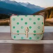 Dooney & Bourke Polka Dot EAST/WEST FLAP CROSSBODY Bag Medium Green Canvas NWT