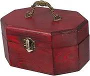 Vaguelly Vintage Wooden Tea Box Chinese Style Handheld Storage Chest for Loose Tea Leaves Bags Jewelry Retro Organizer with Natural Grain Design for Home Decor