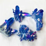 5Pcs 50g Natural Quartz Aura Blue Titanium Crystal Cluster VUG Specimen Healing