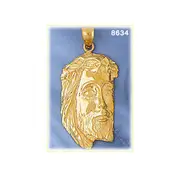 14K Gold Jesus Head with Crown of Thorns Pendant