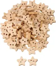 100PCS Wooden Buttons Five-Pointed Star Natural Wooden Button for Sewing Craft