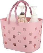 Anyoifax Portable Shower Caddy Tote Plastic Storage Basket with Handle Box Organizer Bin for Bathroom, Pantry, Kitchen, College Dorm, Garage - Pink