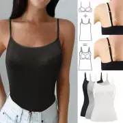 Women Cami Camisole With Built in Push Up Vest Compression Padded Bra Tank Tops