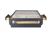 Arizona Double Bed with Drawers Polyester Upholstered Bed Frame with Underbed Storage Grey