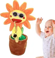 Dancing Sunflower - Glowing Repeats What You Say Flower Plush - Happy Birthday Song, 200 Songs Musical Funny Gift, Party Favors Throw for Kids 18 Months+ Foccar