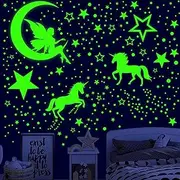 Glow in The Dark Stars for Ceiling, 915 Pcs Unicorn Wall Decor for Girls Bedroom, Unicorn Wall Decal for Girls Bedroom,Unicorn Wall Stickers for Kids-Green…