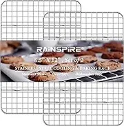 Rainspire Cooling Rack Stainless Steel, Heavy Duty Cooling Racks for Cooking and Baking, Oven Safe Wire Rack for Cooking, Baking Rack for Oven Cooking Fits Quarter Sheet Pan, 8.5" x 12", 2-Pack