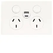 Hager UNI. Twin Socket + USB A+C - WBQP2SUSBAC