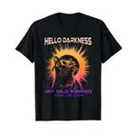 男士棉質 T 恤 HELLO DARKNESS MY OLD FRIEND CAT 日食四月 08 2024 T 恤快速