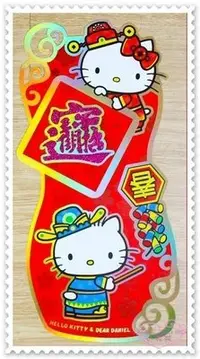 在飛比找Yahoo!奇摩拍賣優惠-♥小公主日本精品♥Hello Kitty直式 春聯門貼 立體