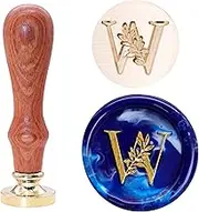 SWANGSA Initial Alphabet W Wax Seal Stamp, Vintage Elegant Botanical Leaves Letter Sealing Stamp for Wedding Party Invitation, Gift Wrap, Envelope, Christmas Thanksgiving Card (W)