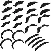 24pcs Stick on Mustaches Self Adhesive Beards for Adults Boys and Girls Variety Styles for Party Festival Black