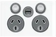 Clipsal Saturn Double Powerpoint with USB Charger Pure White |4025USBC-PW