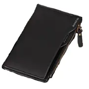 Men Pu Leather Zipper Credit Card Wallet Coolest Short Wallet with 11 Card Slots