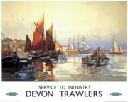 trendy home decor Devon Trawlers British railway poster 8x10" print