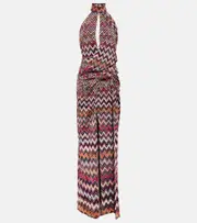 [Missoni] Missoni Zig-zag lamé halterneck maxi dress AU 6 multicoloured