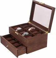 [CFZSALK] 10/20 Grids Double Layer Retro Watch Box Walnut Wooden Watch Case Boxes Storage Organizer for Men Watch Women KeYJ