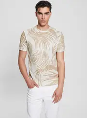GUESS Eco Gauze Baja Palm T-Shirt in Beige Size: Small, Polyester
