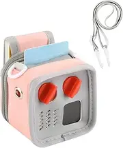 Beautyflier Protective Sleeve Case Compatible with Yoto Mini (2024 Edition) Audio Music Player, Mini Kids Player Children Speaker Travel Case Carrier with Shoulder Strap, Bag Only (Pink & Gray)