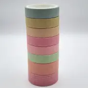 8 Pack Macaron Washi 3 Mtr Rolls Craft Journal Scrapbook Planner Diary Bujo