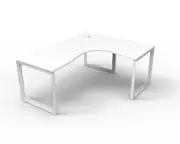 RAPIDLINE DELUXE LOOP LEG CORNER WORKSTATION 1 Person Single Sided W1800 x W1500 x D750mm White Top White Frame