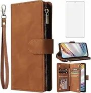 [Asuwish] Compatible with Nokia G60 Wallet Case and Tempered Glass Screen Protector Leather Flip Cover Card Holder Stand Cell Accessories Shockproof Soft Phone Cases for NokiaG60 G 60 60G 5G Women Brown