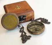 Brass Compass Gift with Display Box - Engraved Scripture Prayer Compass Religious Gift for Men & Women - Baptism, Confirmation, Communion Compass for Boys Graduation Gift