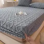 Milk Velvet Mattress Cover Fitted Sheet Mattress Protector Pad Solid Color Quilted Mattress Topper Bedroom Bedding Bed Sheet for Twin Full Queen King Size Bed-Gray||150x200cm
