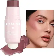 Liquid Blush,Cream Blush Stick,Pink Powder Blush,Blusher for Older Women,Liquid Blush Soft Cream Face Blush,Double-Head Blush Stick with Soft Puff,Waterproof & Long Lasting Makeup Cream Blush Stick