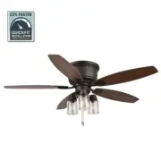 Bronze Hugger Ceiling Fan 52 in. Indoor/Outdoor LED Light Kit 5 Reversible Blade