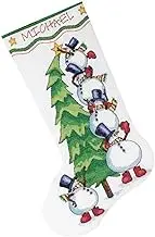 Wilton Dimensions Counted Cross Stitch 'Trimming The Tree' Personalized Christmas Stocking Kit, White Aida, 16'', 14 Count