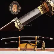 Handmade Honsanmai Clay Tempered Japanese Tachi Samurai Sword WithBrass Scabbard